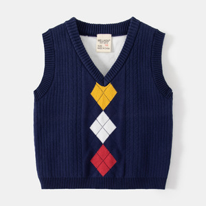 Automne nouveau pull à <span class=keywords><strong>col</strong></span> en <span class=keywords><strong>v</strong></span> à la mode pour enfants <span class=keywords><strong>gilet</strong></span> décontracté <span class=keywords><strong>gilet</strong></span> monochrome pour garçon à la mode - Product Image 1