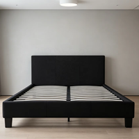 Cadre de lit plateforme moderne rembourré noir, lit simple en tissu avec tête de lit rembourrée, aucun sommier tapissier nécessaire, taille King/Queen