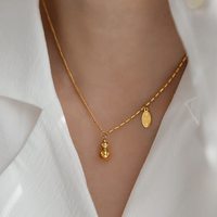 Collier en acier titane style chinois Gourde porte-bonheur pour femme, ensemble de chaînes de clavicule élégantes et polyvalentes, mode luxe léger