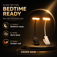 Lámpara de Lectura LED con Doble Alimentación, Enchufe USB, Batería AAA, Luz Cálida para Leer en la Habitación, Viajes