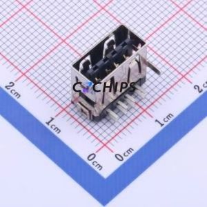 909-161C2021D10100 USB Connector Bent Lead Through Hole Connector Type-A USB 2.0 Female Right Angle Insert - Product Image 1