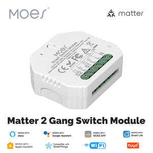 Módulo de Interruptor WiFi MOES Tuya Matter, 2 Canales, Relé Inteligente de Automatización, Temporizador, Control Remoto por Aplicación, Compatible con Alexa, Google <span class=keywords><strong>Home</strong></span> y <span class=keywords><strong>Apple</strong></span> - Product Image 3