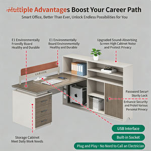 Conjunto de Escritorio de Oficina Modular Ergonómico <span class=keywords><strong>para</strong></span> 6 Personas, Estaciones de Trabajo Espaciosas en Espacio Abierto, Escritorio de Oficina y Escritorios Resistentes - Product Image 3