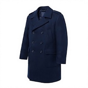 Manteaux longs d'hiver pour hommes en mélange de laine, double boutonnage, col à revers, poches à rabat, vêtements d'extérieur OEM - Product Image 2