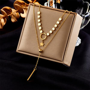 Luxury <b>Design</b> with a High-end Sense Collarbone Chain, Titanium Steel Multi-layer Layered butterfly <b>Star</b> Pendant Chain Necklace - Product Image 4