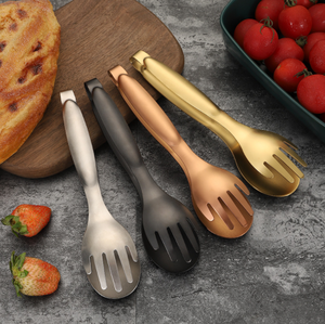DFT1111 Cuchara y Pinza de Acero Inoxidable Dorado, Negro y Rojo Rosa, Combinación de Pinza para Espaguetis y Pinza para Pan y Fideos - Product Image 6