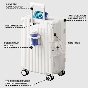 Colorful Design Durable Portable Trolley <strong>Bag</strong> <strong>with</strong> Cup Holder 20/24/28inches Spinner <strong>Wheel</strong> <strong>Lightweight</strong> Waterproof <strong>Travel</strong> Suitcase - Product Image 5