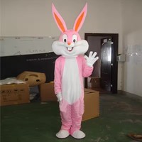 MOQ 1 pièce, Costumes de mascotte lapin en tissu peluche doux de haute qualité, tenue amusante Bugs Bunny pour adultes, animal de dessin animé, anime, EVA