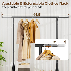 Porte-vêtements métallique sur roulettes moderne à barre unique, avec barre <span class=keywords><strong>de</strong></span> suspension extensible, idéal pour les grands magasins - Meilleures ventes - Product Image 3
