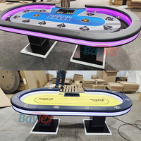 Table de poker Texas Hold'em de luxe avec éclairage LED, design couleur personnalisé, 110V ou 220V, pour 10 joueurs, avec plateau repas, en promotion