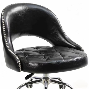 K Black <b>Adjustable</b> Barber Chair Quilted Upholstered Salon <b>Stool</b> Swivel Rolling Back Chair for Beauty Studio - Product Image 4