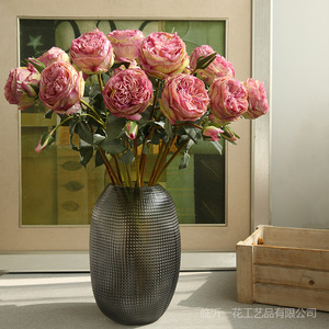 Arte Floral Yihua, Rosas Artificiales, Flor de Seda Rosa, Decoración para Jarrón, Adorno para Sala de Estar, Dormitorio - Product Image 1