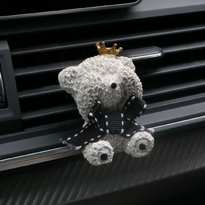 Симпатичный белый ароматизированный керамический ароматический камень в форме медведя автомобильный вентиляционный зажим ароматизатор фарфоровые цветы ароматизатор эфирных масел диффузор - Product Image 2