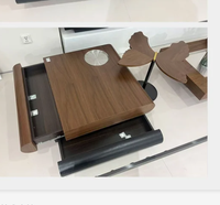 Mesa de Centro Moderna de Madera de Nogal con Juego de Mesas Auxiliares Giratorias, Muebles de Sala de Estar de Mediados de Siglo