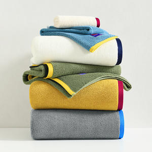 Toalla de Baño Ink-Ivy de Algodón Puro con Bloques de Color, 70x140cm, Suave, Gruesa, Absorbente, para Uso Doméstico, Rectangular, Color Sólido - Product Image 5