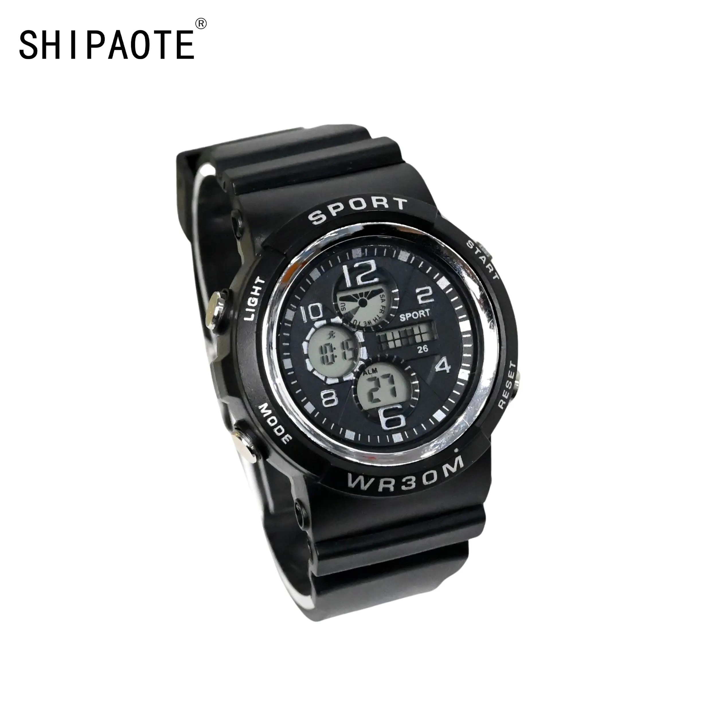Shibaote jam tangan Digital anak multifungsi, arloji Digital dengan gelang PVC untuk anak laki-laki dan perempuan 312