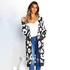 Automne Hiver pour la nouvelle mode féminine européenne et américaine, pull en mohair floral à bretelles, <span class=keywords><strong>cardigan</strong></span> ample <span class=keywords><strong>mi</strong></span>-<span class=keywords><strong>long</strong></span> à lacets - Product Image 3