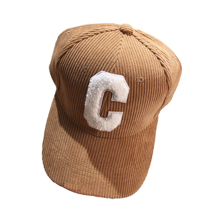 A buon mercato personalizzato ricamo asciugamano lettere patch Applique curvo bordo non strutturato papà cappello 6 pannello velluto a coste cappellino da Baseball - Product Image 6