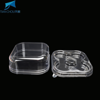Boîte en plastique transparente avec couvercle, forme carrée, pour le stockage des aliments