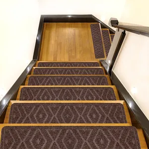 QIANQIAO kaymaz kapalı gri halı basamakları merdiven koşucular merdiven paspaslar ahşap merdiven için 76*22 bej