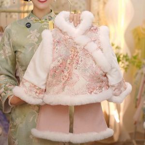 Tongxingyuan Girls Hanfu <b>Coat</b> Winter Fleece <b>Lined</b> Thickening Windproof Traditional Chinese Style Outwear - Product Image 2