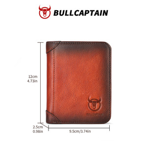 Portefeuille en cuir unisexe BULLCAPTAIN, RFID, pliable, ultra-fin, petit sac à main, fenêtre photo, rangement pour cartes d'identité, compact pour les trajets domicile-travail - Product Image 6