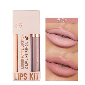 Ensemble crayon à lèvres et gloss 2 en 1, imperméable, anti-bavures, fini velours mat, maquillage pour les lèvres - Product Image 6