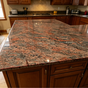 Piedra Natural Pulida Moderna de Primera Calidad, Multicolor Rojo # 2 Losas de Granito Cortadas a Medida, Ecológicas, Ligeras y Duraderas para Cocina, 1 Año de Garantía - Product Image 5