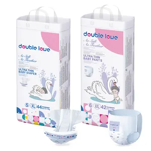 Double Love produk popok bayi produsen grosir Super penyerapan popok tidur sekali pakai celana kustom merek OEM popok