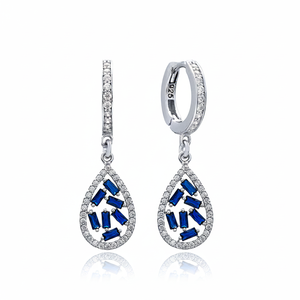 Sapphire Stone Drop Design Turkish Wholesale 925 Sterling <b>Silver</b> <b>Dangle</b> <b>Earring</b> for Woman Jewelry - Product Image 2