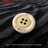 Kancing Resin Putih YWEIY Logo Kustom Grosir untuk Kemeja Pria, Kancing Resin Ramah Lingkungan dengan Bagian Tengah Emas untuk Pakaian, Baju, Jubah