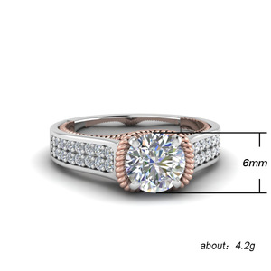 Anello Bicolore Rotondo con Accenti per Donna, Stile Classico Occidentale, Accessorio da Dito alla Moda per Matrimonio, Regalo - Product Image 5
