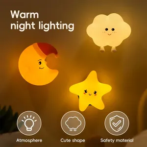 Lampe murale LED <span class=keywords><strong>rechargeable</strong></span> en silicone, veilleuse <span class=keywords><strong>lune</strong></span> pour bébé, intensité réglable, portable, mignonne, pour chambre d'enfant, décorative, à fixer - Product Image 2