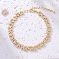 Bracelet chaîne en laiton plaqué or 18 carats avec zircon, serti clos, pour cadeaux unisexes de la Saint-Valentin, style classique, fabrication de moules