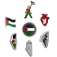 En stock Palestine patriotisme Badge téléphone décalcomanie autocollants drapeau emblème National carte forme épinglettes broches moyen-orient Souvenir