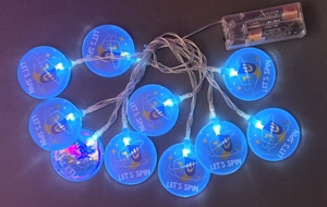 Luci Decorative per Dreidel di Hanukkah, 10 LED Blu a Forma di Disco con Dreidel Ebraico e Scritta 'Let's Spin', Decorazione per Interni - Product Image 6