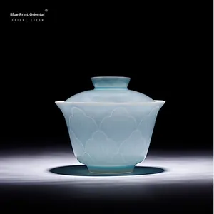 Bleu imprimé Oriental Jingdezhen Gaiwan voyage service à thé 2025 nouveau modèle Portable thé brassage bol jetable pour hommes et femmes - Product Image 4