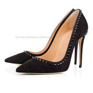 Escarpins à talons hauts pour femmes avec clous, bout pointu 12 cm, collection Printemps 2026, grandes tailles 34-46 - Product Image 1