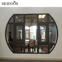 Ventana Moderna de Aluminio con Diseño de Arco y Rejilla, Ventana de Iglesia Personalizada con Rotura Térmica, Ventana Arqueada de Vidrio