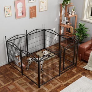 犬用プレイペン屋内32インチ8パネル金属製犬用ペンペット用フェンス屋外エクササイズペンドア付き - Product Image 2