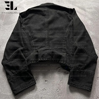 Veste Bomber en Jean Délavé Style Napoléon LARSUR, Coupe Slim, Col Montant, pour Moto, Veste Hussar en Jean Court