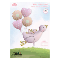 Buket Balon Foil Angsa Bayi Warna Pink Dekorasi Pesta Hewan Kartun 5 Buah Set Dekorasi Latar Belakang Ulang Tahun
