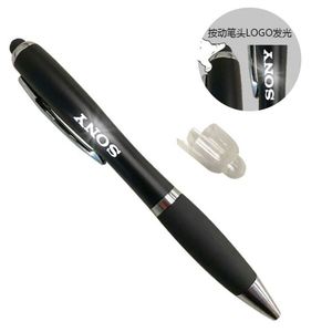 2 in 1 Stylus Touch Light up Logo Click Metal Ballpoint Pen, LED <b>Illuminated</b> Advertising Pen With Anti Slip Rubber Grip - Product Image 4