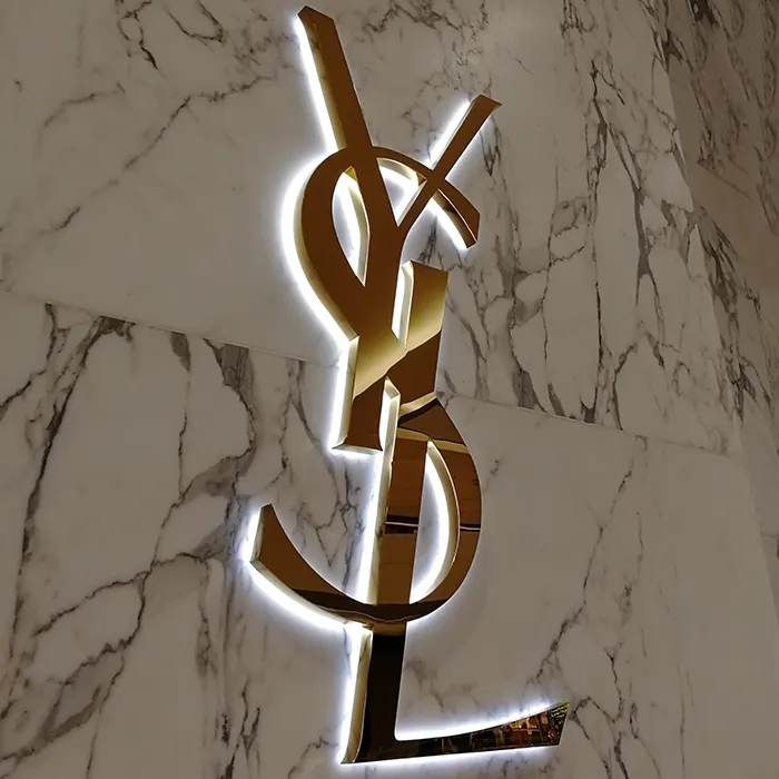 Custom Led Cnc Cutting Stainless Steel Gold Color Backlit Letter Sign 3D Decorative Metal Alphabet