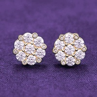 GRA Hip hop Ice Out Bling 925 Sterling Silver Pass Diamond Tester VVS Moissanite 10MM bunga Cluster anting Stud untuk pria