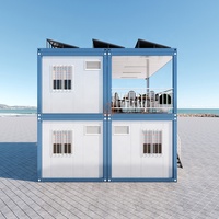 Maison mobile préfabriquée en conteneur 3-en-1 personnalisée de luxe en acier léger sur 2 étages Maison villa plate Panneaux solaires pour appartements
