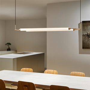 Modern Minimalist Uzun Şerit Sanat Ofis Satış Departmanı Resepsiyon Masası Tasarımcı Ada Tezgahı - Harf Sarkıt Lamba - Product Image 2