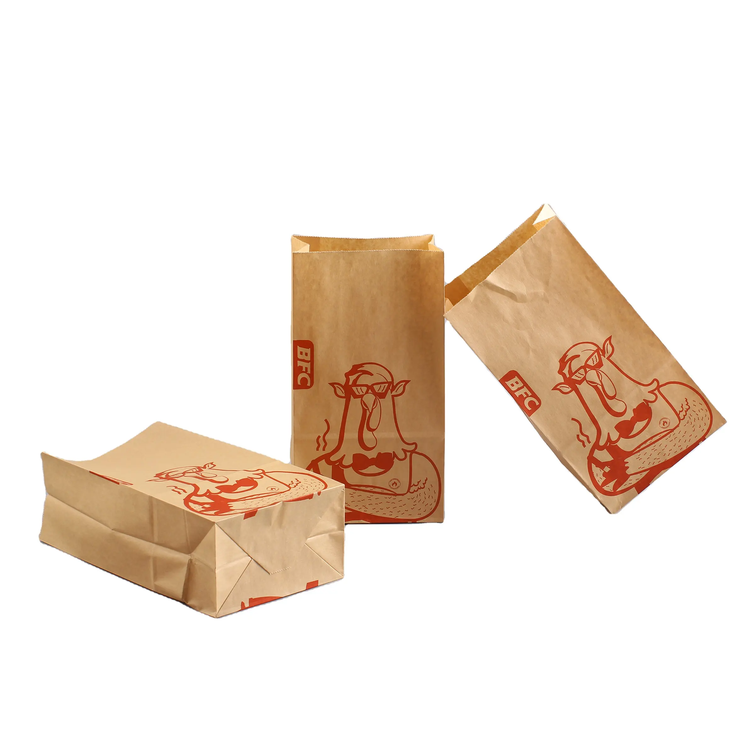 도매 인쇄 판촉 작은 흰색 갈색 재활용 공예 선물 갈색 크래프트 빵 커피 사각 바닥 종이 포장 가방