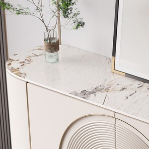 Buffet de rangement moderne pour salle à manger et cuisine, de luxe, blanc laqué brillant, avec poignées - Product Image 4