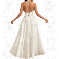 Robe longue sexy à col en V profond et dos nu, sans manches, coupe trapèze évasée, pour fabricants de vêtements, vente en gros d'usine OEM/ODM